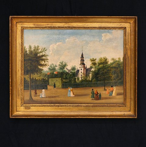 Stadtpartie aus Kopenhagen, Öl auf Leinen. 
Hergestellt um 1800. Lichtmasse: 36x49cm. Mit 
Rahmen: 48x61cm