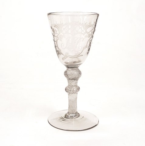 A Norwegian wine glass, chrystaldesert. 
Nøstetangen circa 1760-70. H: 16,5cm