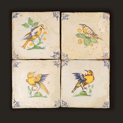 A set of four rare tiles. Holland circa 1620-40