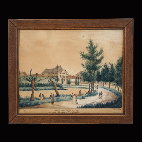 I. C. Møller: Landscape, Copenhagen. Watercolor. 
Signed and dated 2nd may 1813. Visible size: 
23x29cm. With frame: 28x34cm