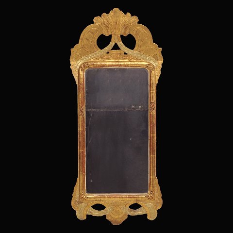 Vergoldeter Gustavianischer Spiegel. Signiert 
Stockholm 177... Schweden um 1775. Masse: 70x30cm