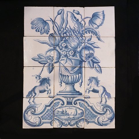 A 18th century blue decorated Dutch tile picture. 
Harlingen circa 1790. Size: 52x39cm
