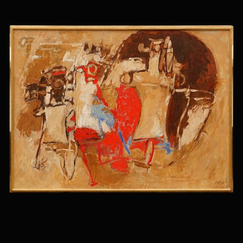 Albert Bitran, 1929-2018, Öl auf Leinen. "Atelier 
en pleine lumiere" (Atelier in Tageslicht). 
Signiert und datiert 1963. Lichtmasse: 95x137cm. 
Mit Rahmnen: 102x144cm