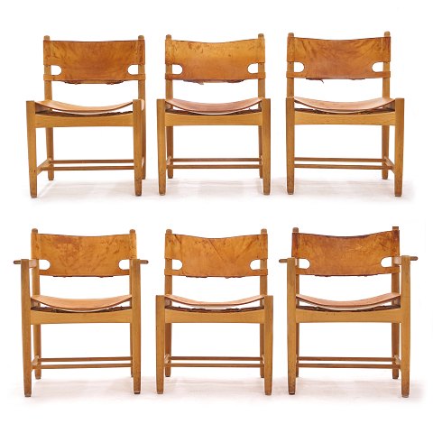 The Spanish Dining Chair by Børge Mogensen, 
Denmark. Set of 6 chairs, oak and leather