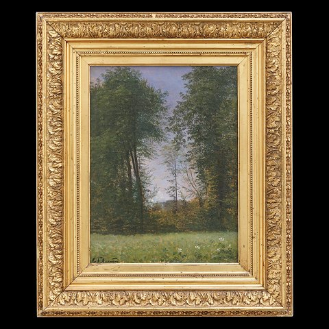 C. F. Aagaard, Denmark, 1833-95, oil on canvas. 
Forestscape. Signed. Visible size: 37x28cm. With 
frame: 57x48cm