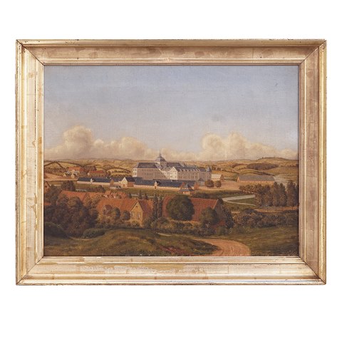 Unknown artist. Landscape wit the Castle Gottorf, 
Schleswig-Holstein. Dated 4/7 1880. Visible size: 
34x45cm. With frame: 42x53cm