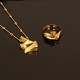 Lapponia: Necklace and ring, 14ct gold. Necklace L: 41cm. Ringsize: 61