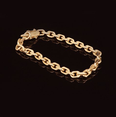 H. C. Kauffmann, København: Anker armbånd i 14kt guld med dobbelt sikkerhedslås. L: 19,5cm. V: 22gr