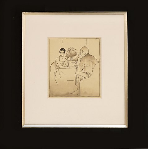Sven Brasch, 1886-1970, tegning. Ca. år 1920. Lysmål: 20x17cm. Med ramme: 38x34cm