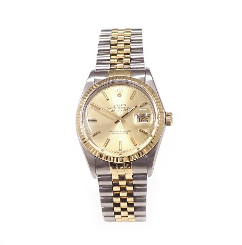 Rolex Oyster Perpetual Datejust. Guld/stål. Ref. 16013. År 1989. Leveres med box og certifikat. D: 36mm