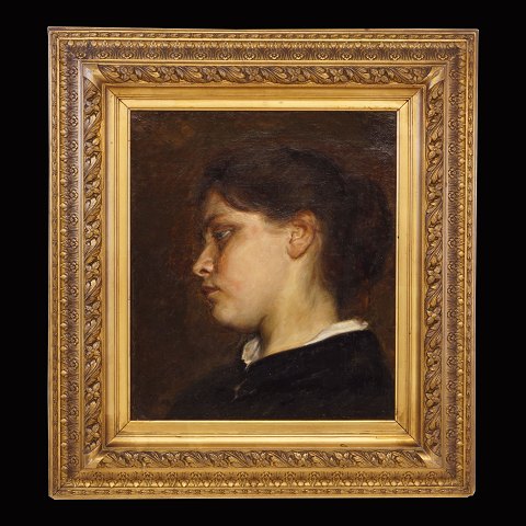 Julius Paulsen, 1860-1940, olie på lærred: Kvindeportræt. Signeret og dateret 1894. Lysmål: 36x30cm Med ramme: 55x49cm