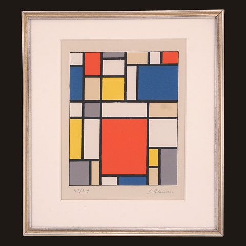 Franciska Clausen, 1899-1986, serigrafi i farver. Nummer 47/199. Signeret. Lysmål: 27x20cm. Med ramme: 37x30cm