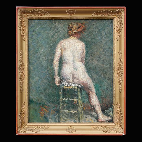 French artist: Portrait of a woman. Oil on canvas. Visible size: 60x49cm. With frame: 76x62cm