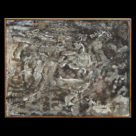 Svend Wiig Hansen, 1922-97, olie på lærred. "Ansigtet II". Signeret og dateret 1961. Lysmål: 80x100cm. Med ramme 82x102cm