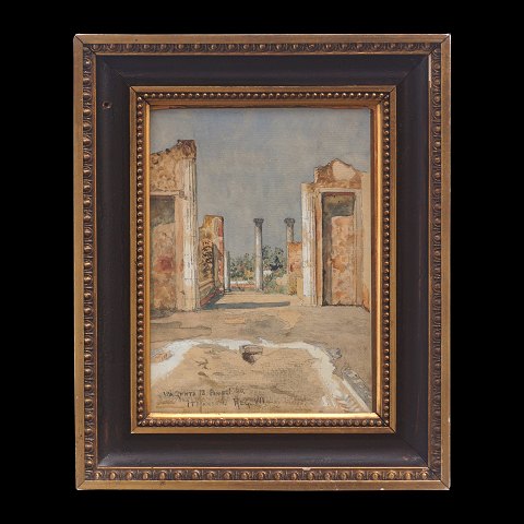Water color from Pompeji by Josef Theodor Hansen, 1848-1912. Visible size: 18x13cm. With frame: 26x21cm