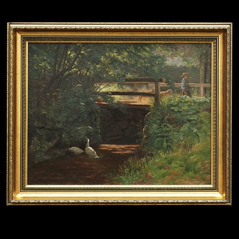 Simon Simonsen, Landschaftspartie, Öl auf Leinen. Signiert und datiert 1887. Lichtmasse: 45x57cm. Mit Rahmen: 58x70cm