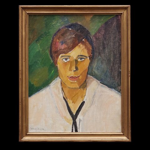 Olaf Rude, 1886-1957, Öl auf Leinen. 
Frauenporträt. Signiert Olaf Rude. Lichtmasse: 
56x44cm. Mit Rahmen: 65x53cm