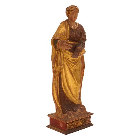 Heilige Figur aus Pappmaché um 1750. H: 113cm. 
Fuss: 36x27cm