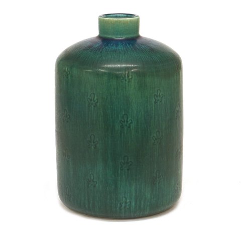 Grosse blaugrüne Saxbo Vase 82. H: 22cm