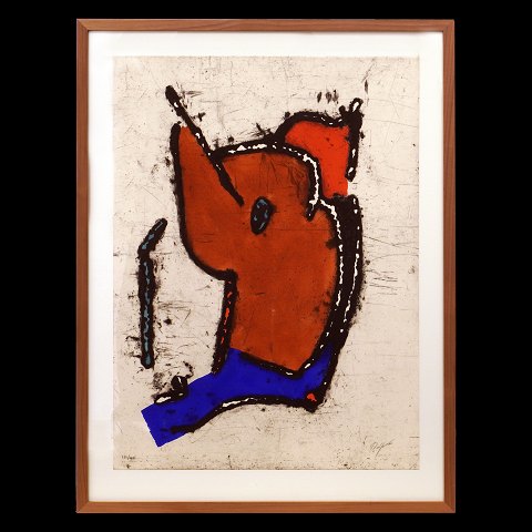 Robert Jacobsen, 1912-1993, hand-colored etching 
in colors, 111/125, framed in light walnut, year 
1959. Visible size: 55x75cm. With frame: 89x68cm