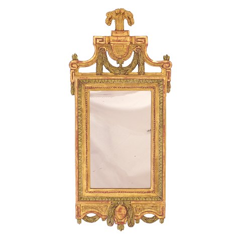 Gilt Gustavian mirror. Sweden circa 1780. H: 93cm. 
W: 42cm