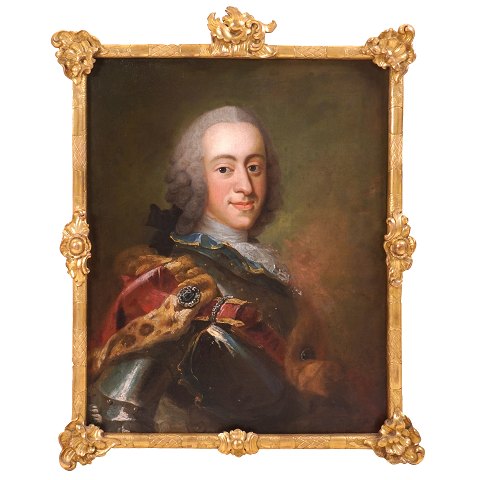 Portrait of King Christian VI by the School of 
Pilo circa 1775. Visible size: 71x56cm. With 
frame: 86x66cm