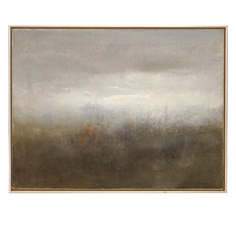 Albert Bertelsen, 1921-2019, Öl auf Leinen. 
"Früher Morgen". Signiert und datiert 1984. 
Lichtmasse: 61x80cm. Mit Rahmen: 64x83cm