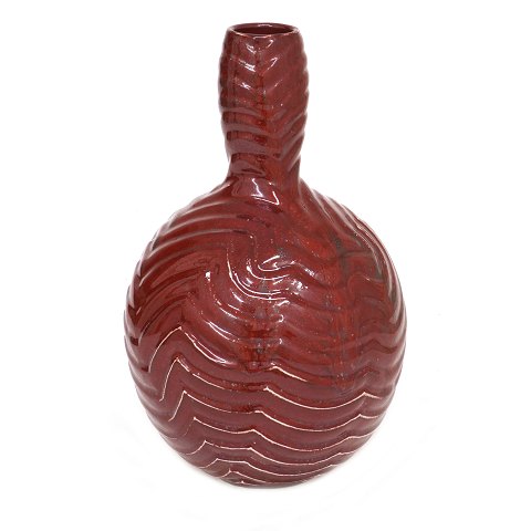 Large Per Weiss, Denmark, 1953-2023, oxblood 
glazed stoneware vase. Signed Weiss 20. H: 31cm. 
D: 19cm