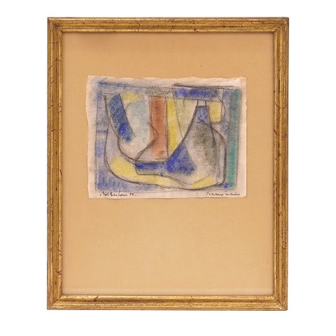 Bernard Dufour, 1922-2016, Komposition, mixed 
media auf Papier. Signiert und datiert 1950. 
Lichtmasse: 13x17cm. Mit Rahmen: 32x26cm