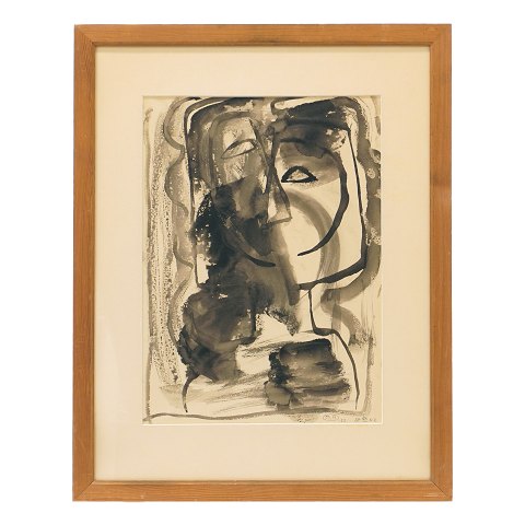 Mogens Andersen kubistisk portræt. Mogens 
Andersen, 1916-2003, kubistisk portræt, mixed 
media på papir. Signeret og dateret 1952. Lysmål: 
40x29,5cm. Med ramme: 58x46cm