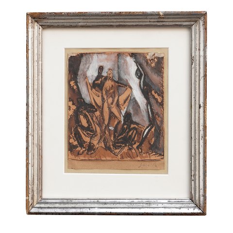 Jais Nielsen 1916. Jais Nielsen, 1885-1961, 
akvarel. Signeret og dateret "Jais 16". Lysmål: 
15x13cm. Med ramme: 26x24cm