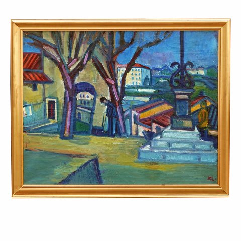 Karl Larsen, 1897-1977, Öl auf Leinen. Partie aus 
Südfrankreich. Signiert. Lichtmasse: 81x99cm. Mit 
Rahmen: 92x111cm