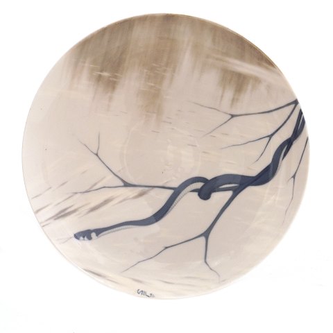 Unique Royal Copenhagen plate by Carl Mortensen 
signed and dated 1891. D: 40cm