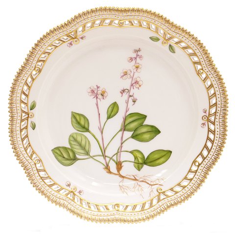 Flora Danica Platte 3527. Hergestellt von Royal Copenhagen. "Pyrola rotundifolia L.". D: 30cm