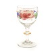 Emaljedekoreret vinglas fra Holmegaard Glasværk. H: 12,6cm. Tilsvarende afbildet i Anderrsen & Errboe: "Dekorerede Danske Glas", p. 143.