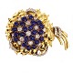 Italian 18kt gold brooch with ca. 7,75ct diamonds and 27,7ct sapphires. Rome 
circa 1950-60. Size: 83x59mm. W: 78gr