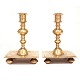 Pair of very large Danish Baroque brass "castle" candlesticks. Denmark circa 
1750. H: 26cm