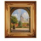 Paul Fischer maleri. Paul Fischer, 1860-1934, olie på plade. Parti fra Rosenborg 
Slot med svaner og par. Signeret Paul Fischer. Lysmål: 38x31cm. Med ramme: 
55x48cm