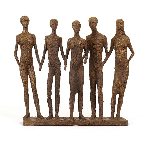 Hanne Varming, f. 1939, bronzefigur "Familie". Signeret. H: 37cm. B: 42cm