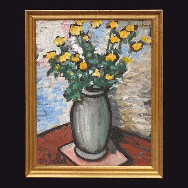 Eugene de Sala, 1899-1989, olie på plade: Stilleben med blomster. Signeret. Lysmål: 41x31cm. Med ramme: 47x37cm