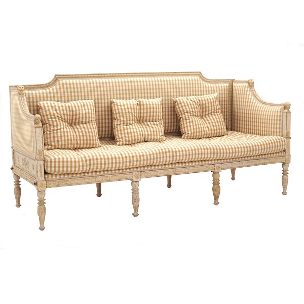 Gustavian sofa bench. Sweden circa 1780-1800. L: 189cm. D: 77cm. H: 96 / 45cm