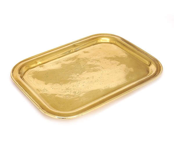 Small Baroque style brass tray. Denmark circa 1850. L: 31cm