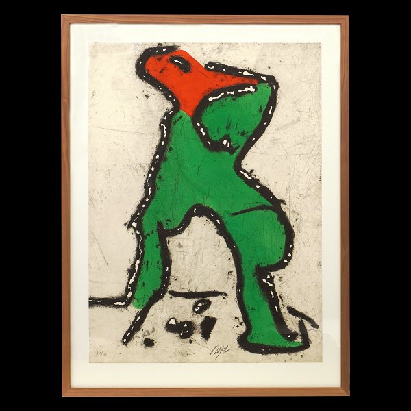 Robert Jacobsen, 1912-1993, hand-colored etching in colors, 111/125, framed in 
light walnut, year 1959. Visible size: 55x75cm. With frame: 89x68cm