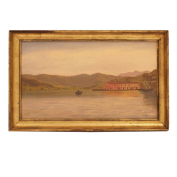 Christian Eckardt, 1832-1914, oil on canvas. Landscape South Europe signed circa 
1880. Visible size: 27x47cm. With frame: 35x55cm