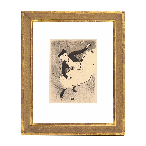 Toulouse-Latrec grafik. Henri de Toulouse-Latrec, 1864-1901, litografi, "Edmée Lescot", plade 5 fra "Le Café Concert". Serie på 500 udgivet 1893. Lysmål: 28x20cm. Med ramme: 52x43cm